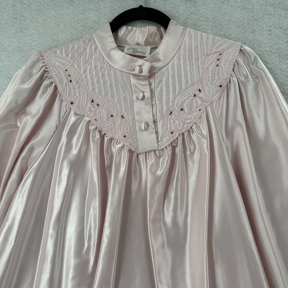 Vintage Ilise Elise Stevens Satin Ruffle Cottage Core Victorian Night Gown LARGE - Picture 10 of 16